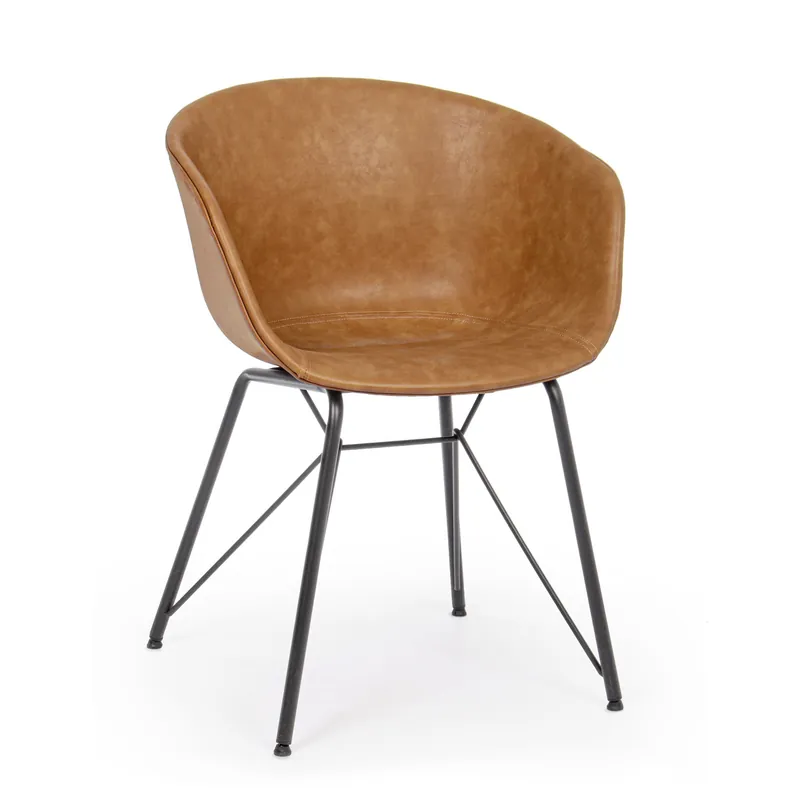 Sedia Warhol pu cuoio vintage Bizzotto
