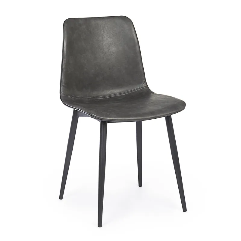 Sedia Kyra pu antracite vintage Bizzotto
