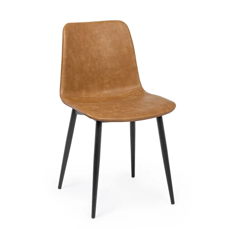 Sedia Kyra pu cuoio vintage Bizzotto