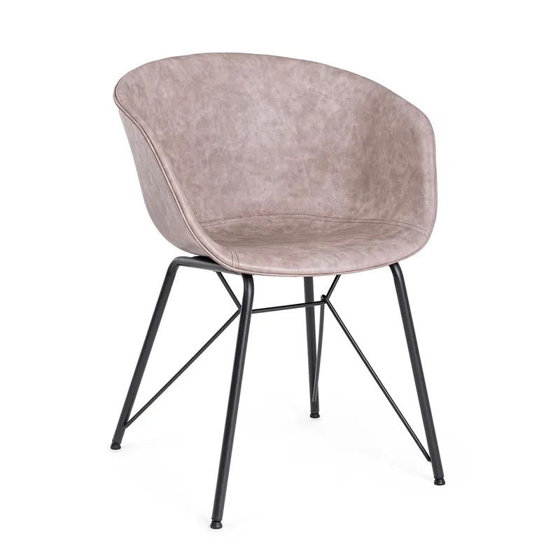 Sedia Warhol nero pu beige vintage Bizzotto