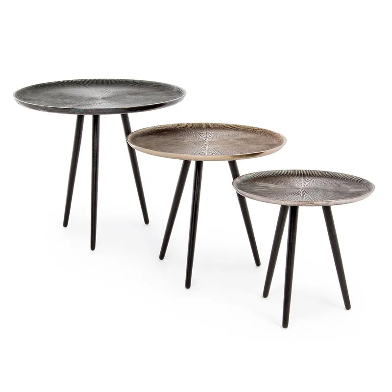 Set3 Tavolino Tahir X17 tondo Bizzotto