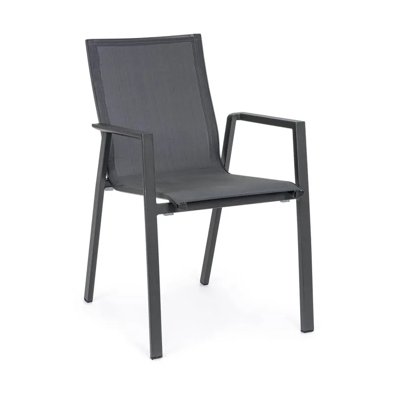 Sedia con braccioli Krion antracite Bizzotto