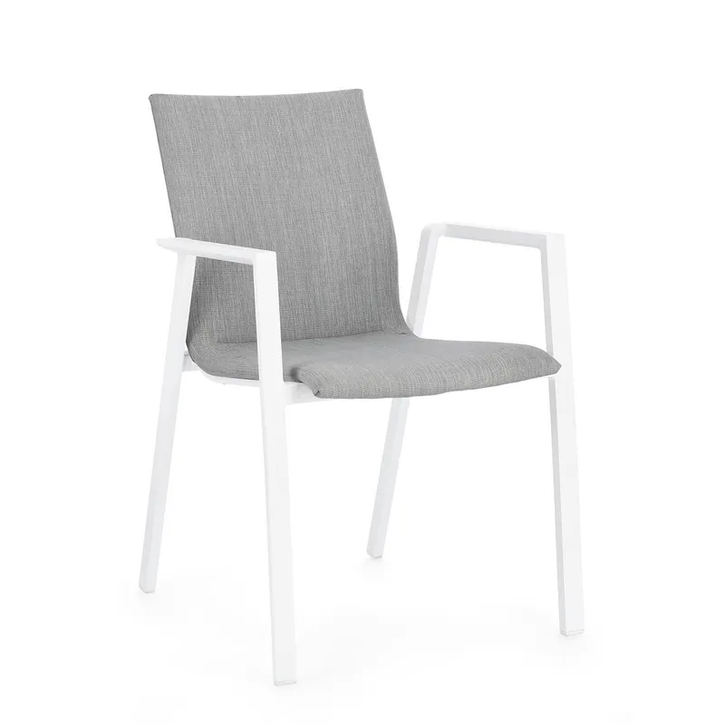 Sedia con braccioli Odeon bianco-grigio Bizzotto