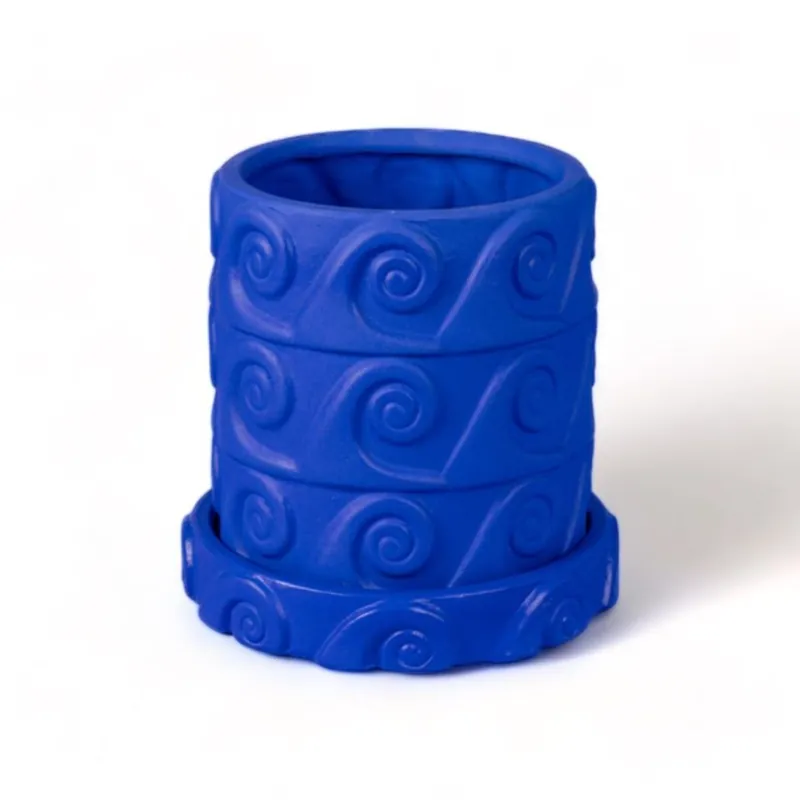 Magna Graecia Terracotta Vaso con sottovaso Onda Blue Seletti