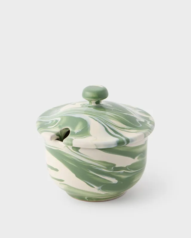 Marbled Green Sugar Bowl