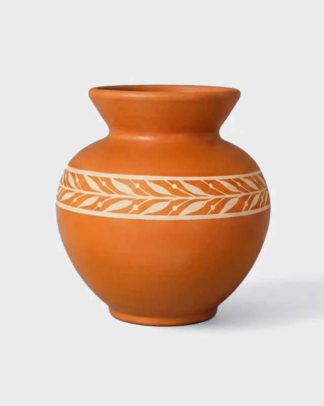 Hand-Painted Ceramic Etrusca Vase, Terracotta