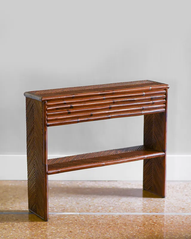 Bamboo Console with Shelf, Hazelnut