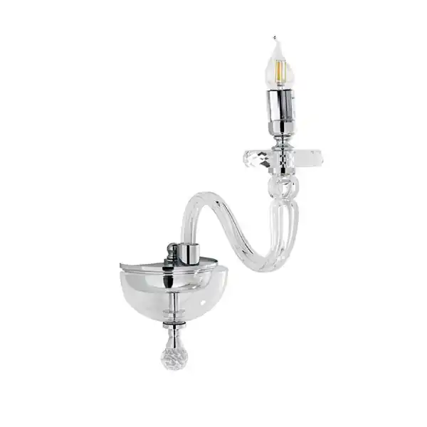 Applique 16 cm BACH senza paralume in vetro trasparente 1 Luce Cromo