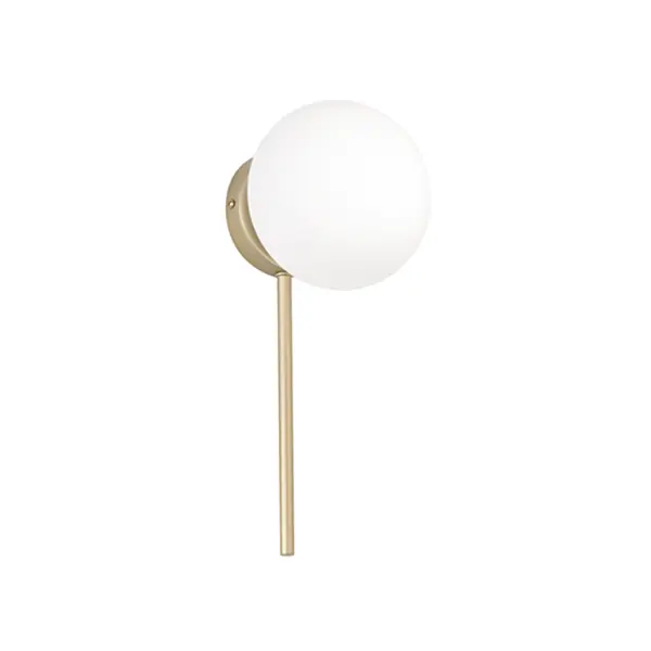 Applique D15 cm JEWEL in metallo Oro e diffusore in vetro soffiato Bianco satinato