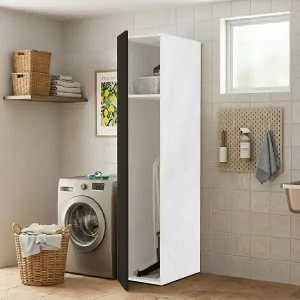 Colonna portascope in legno a 1 anta Grafite e struttura Grigio