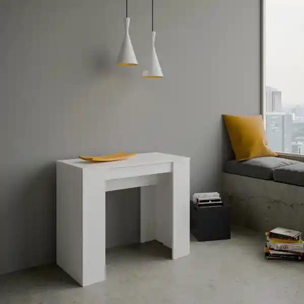 Consolle 90x48 cm allungabile a 204 cm BASIC SMALL Bianco Frassino