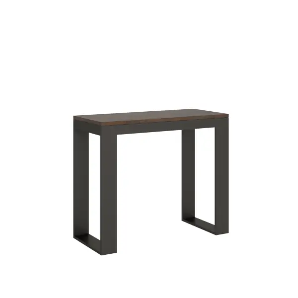 Consolle allungabile 90x40/196 cm Tecno Small Evolution Noce telaio Antracite