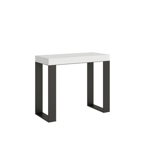 Consolle allungabile 90x40/196 cm Tecno Small Premium Bianco Frassino telaio Antracite