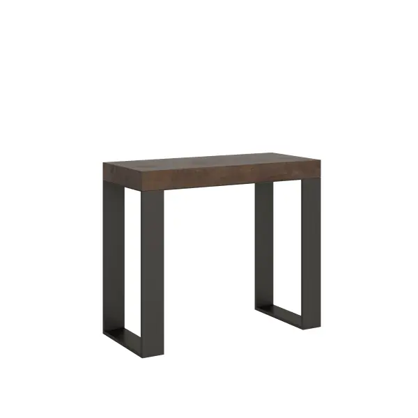 Consolle allungabile 90x40/196 cm Tecno Small Premium Noce telaio Antracite