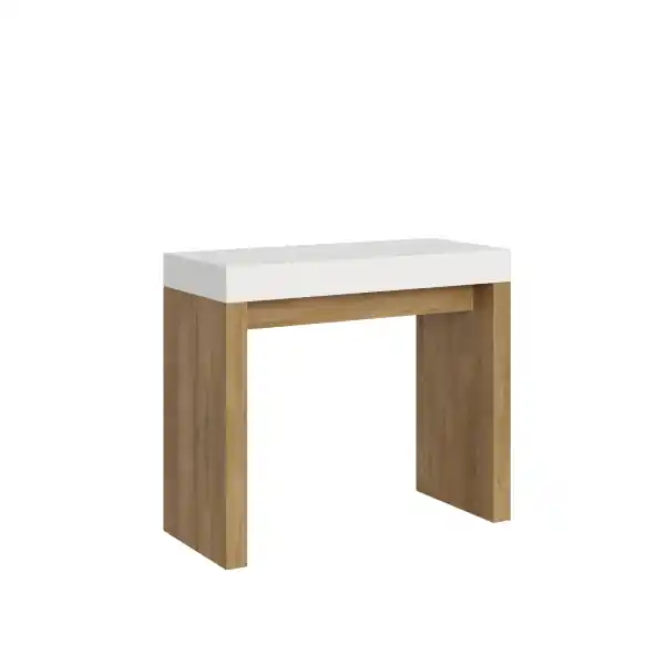 Consolle allungabile 90x40/300 cm Roxell Mix piano Bianco Frassino - struttura Quercia Natura