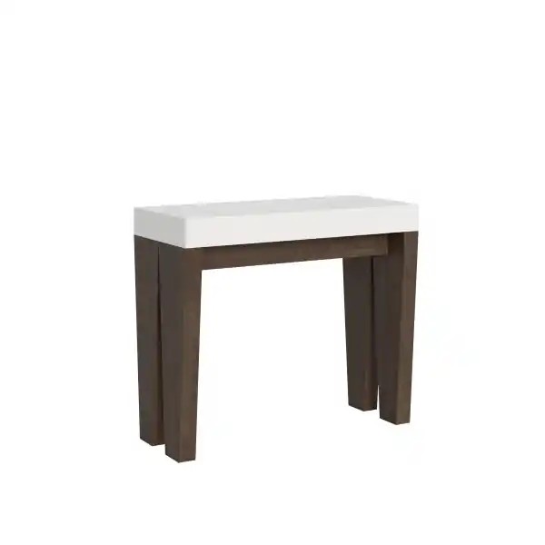 Consolle allungabile 90x40/300 cm Spimbo Mix piano Bianco Frassino - struttura Noce
