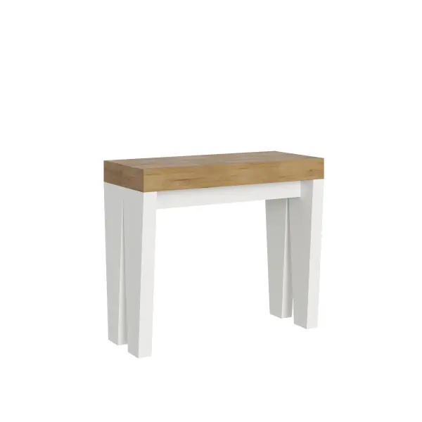 Consolle allungabile 90x40/300 cm Spimbo Mix piano Quercia Natura - struttura Bianco Frassino