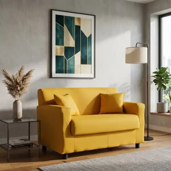 Divano 2 posti Giallo - tessuto sfoderabile 124 cm BOLOGNA
