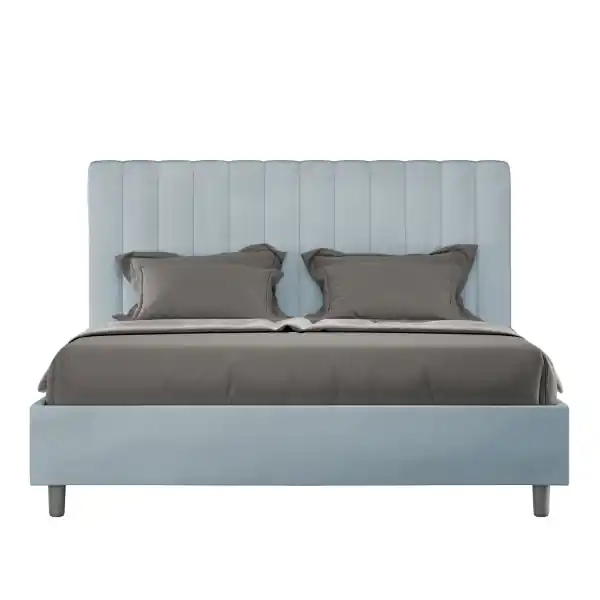 Letto matrimoniale e rete 160x190 in microfibra azzurro Agueda