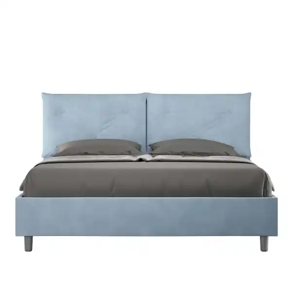 Letto matrimoniale e rete 160x190 in microfibra azzurro Appia