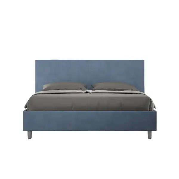 Letto matrimoniale e rete 160x190 in microfibra blu Adele