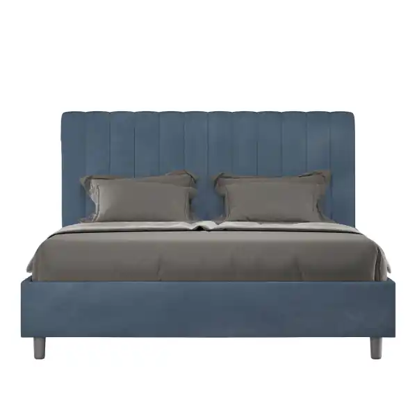 Letto matrimoniale e rete 160x190 in microfibra blu Agueda