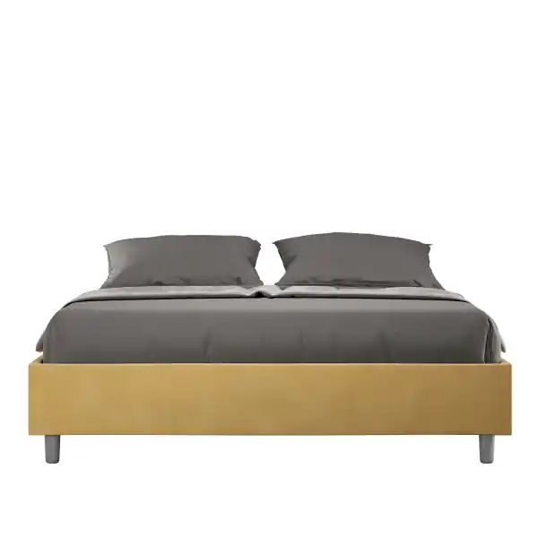 Letto matrimoniale e rete 160x190 in microfibra ocra Azelia