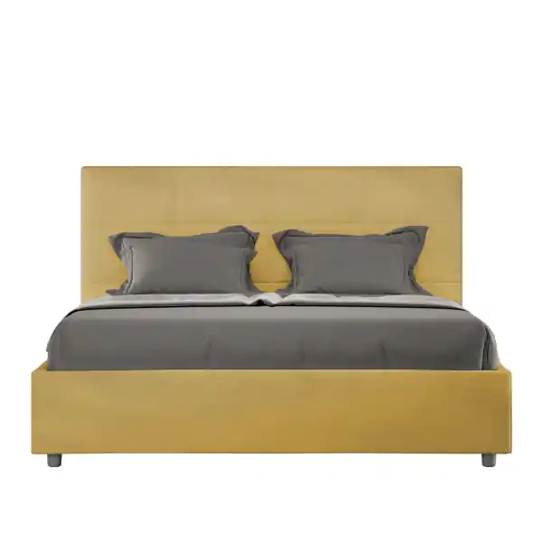 Letto matrimoniale e rete 160x190 in microfibra ocra Mika