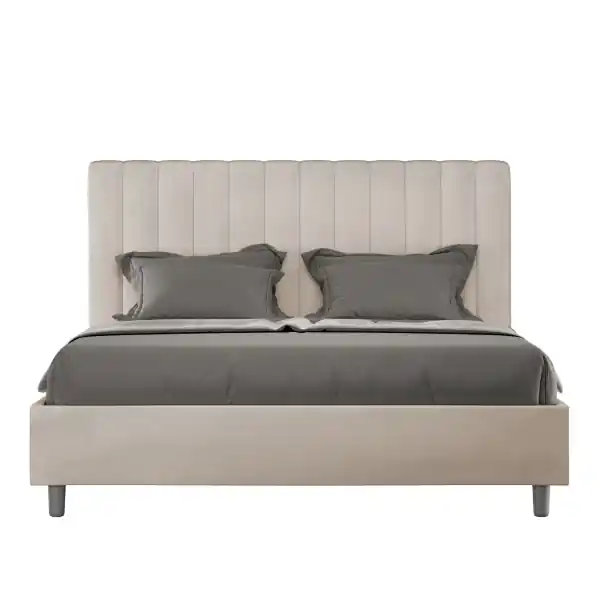 Letto matrimoniale e rete 160x190 in microfibra sabbia Agueda