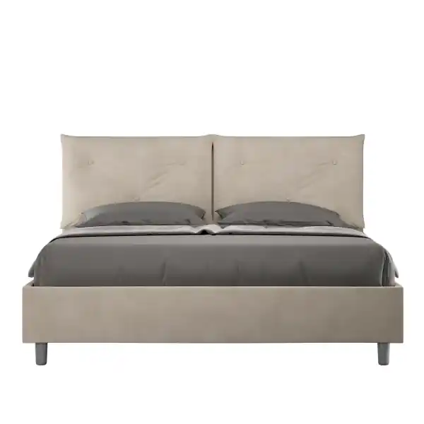 Letto matrimoniale e rete 160x190 in microfibra sabbia Appia