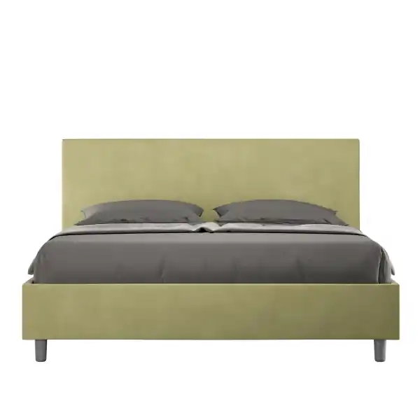Letto matrimoniale e rete 160x190 in microfibra tè verde Adele
