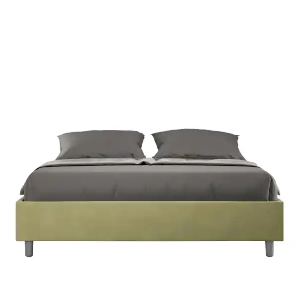 Letto matrimoniale e rete 160x190 in microfibra tè verde Azelia