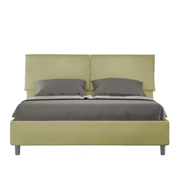 Letto matrimoniale e rete 160x190 in microfibra tè verde Mados