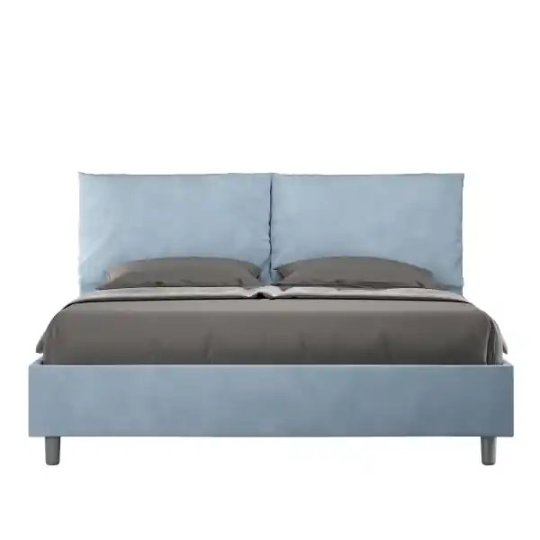 Letto matrimoniale e rete 160x200 in microfibra azzurro Antea