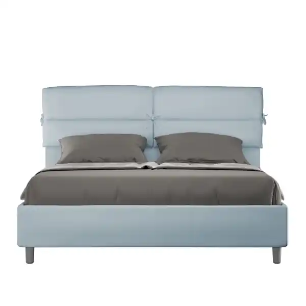 Letto matrimoniale e rete 160x200 in microfibra azzurro Nandy