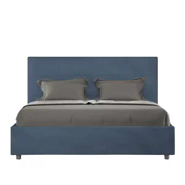 Letto matrimoniale e rete 160x200 in microfibra blu Mika