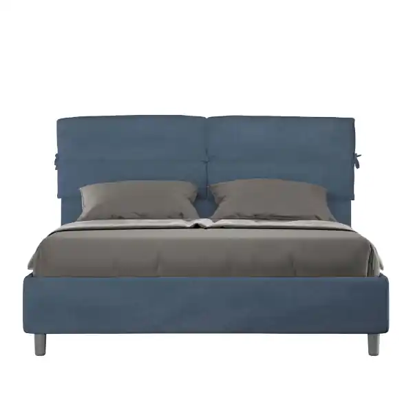 Letto matrimoniale e rete 160x200 in microfibra blu Nandy