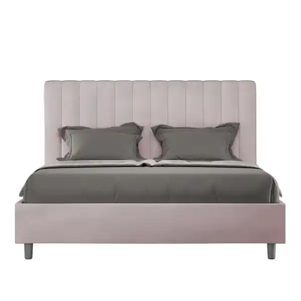 Letto matrimoniale e rete 160x200 in microfibra glicine Agueda