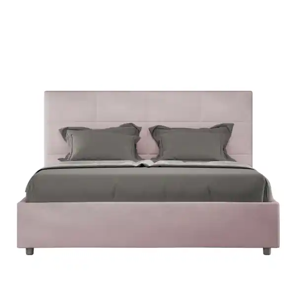 Letto matrimoniale e rete 160x200 in microfibra glicine Mika
