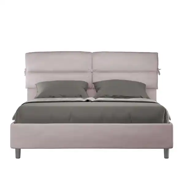 Letto matrimoniale e rete 160x200 in microfibra glicine Nandy