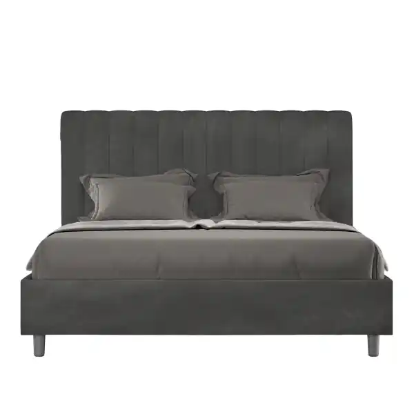 Letto matrimoniale e rete 160x200 in microfibra grigio Agueda