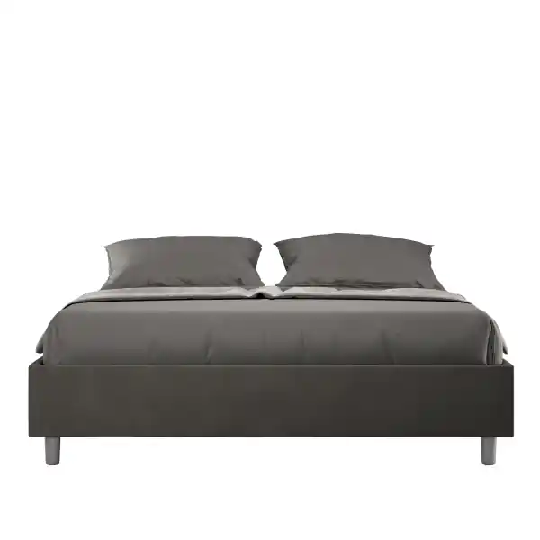 Letto matrimoniale e rete 160x200 in microfibra grigio Azelia