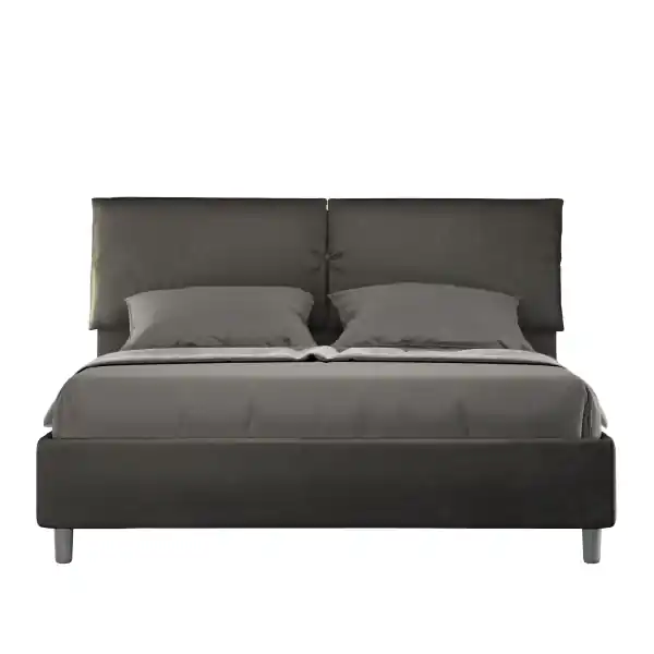 Letto matrimoniale e rete 160x200 in microfibra grigio Mados