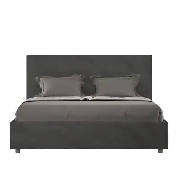 Letto matrimoniale e rete 160x200 in microfibra grigio Mika