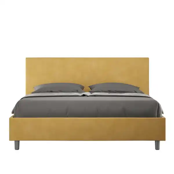 Letto matrimoniale e rete 160x200 in microfibra ocra Adele
