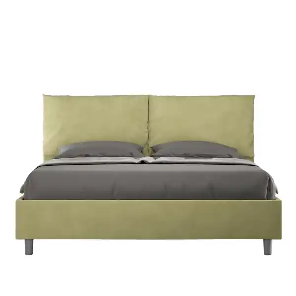 Letto matrimoniale e rete 160x200 in microfibra tè verde Antea
