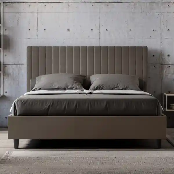 Letto matrimoniale senza rete imbottito 160x210 similpelle cappuccino Sunny
