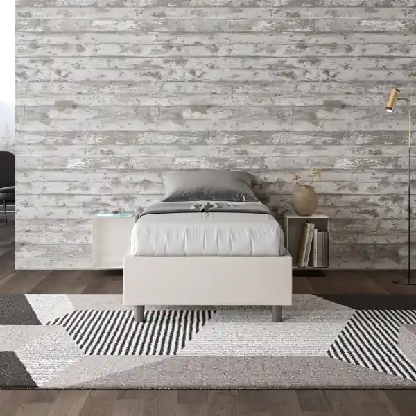 Letto singolo senza rete imbottito 80x190 similpelle bianco Azelia