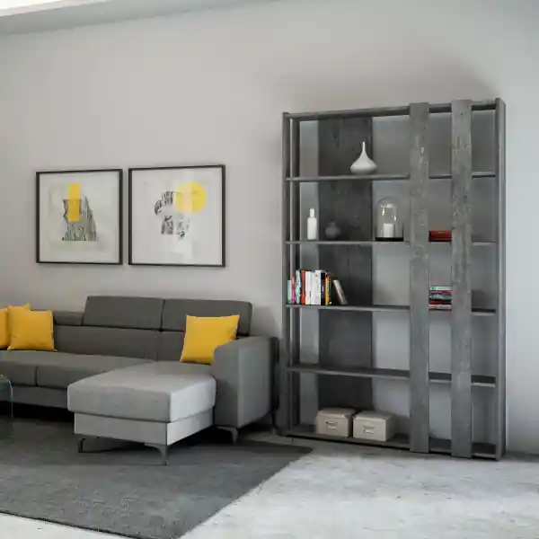 Libreria con 6 ripiani in legno Cemento 120x204h cm - KATO B SMALL