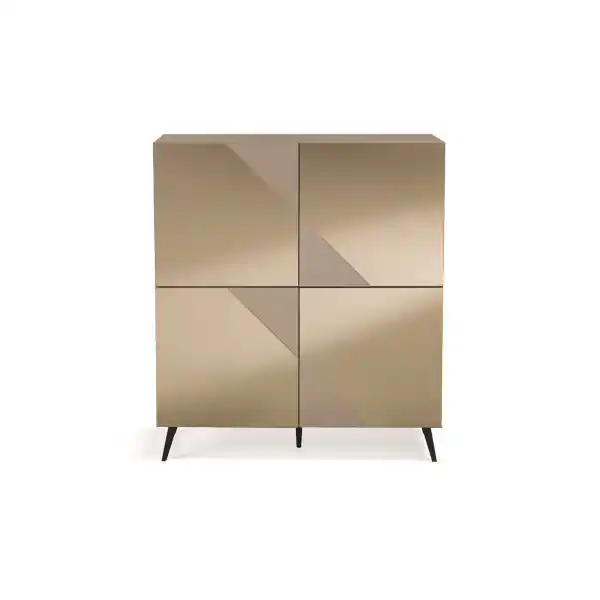 Madia credenza 4 ante in vetro specchio Bronzo e cassa Tortora ARTE 120 con 5 piedini